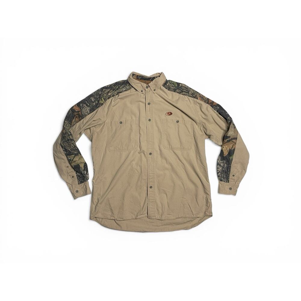 Vintage Mossy Oak Shirt Mens XL Button Down Shirt Camouflage Open Range Hunting